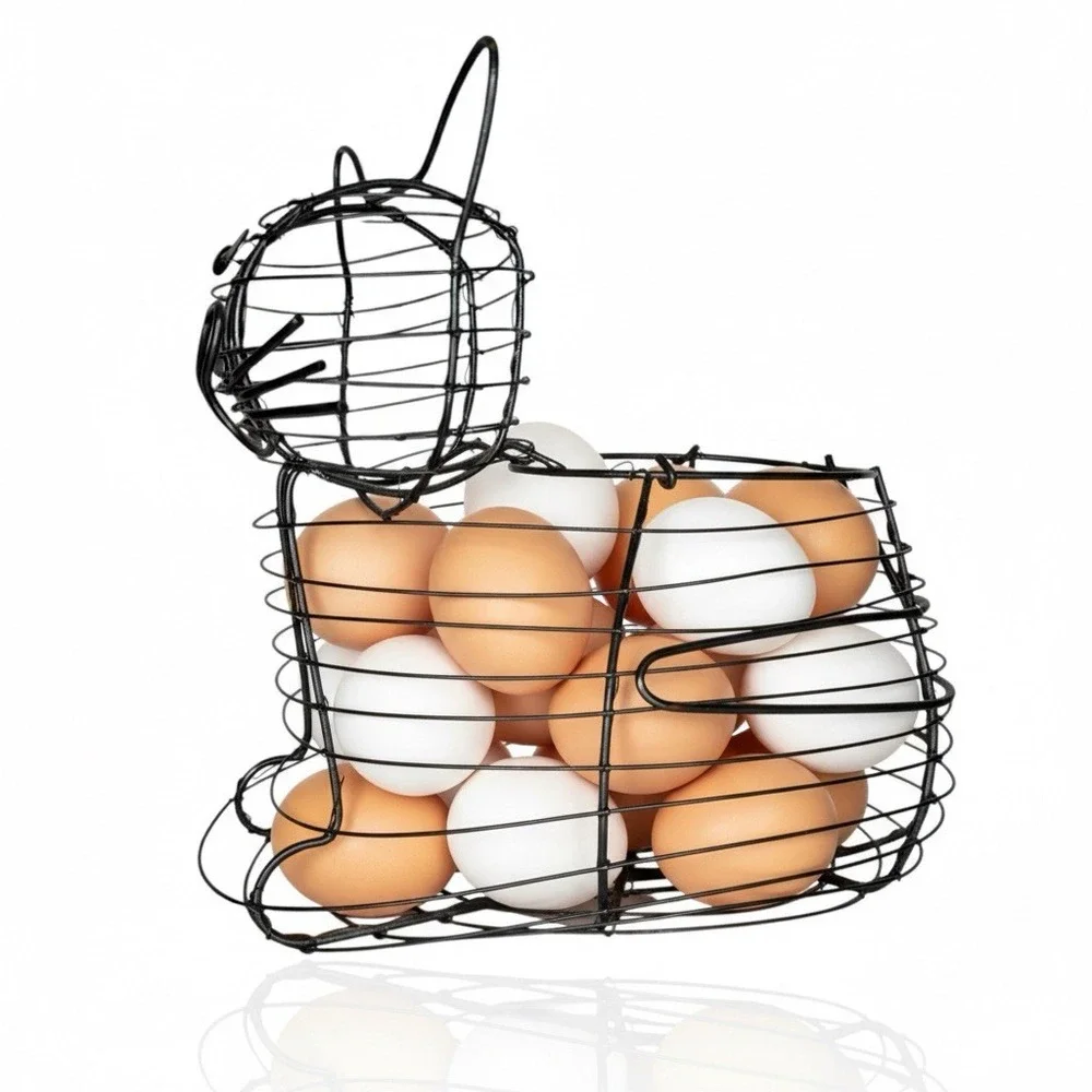 Vintage‎ 90s Cat Shaped Wire Basket | Collecting Eggs Gathering Herbs Farmhouse